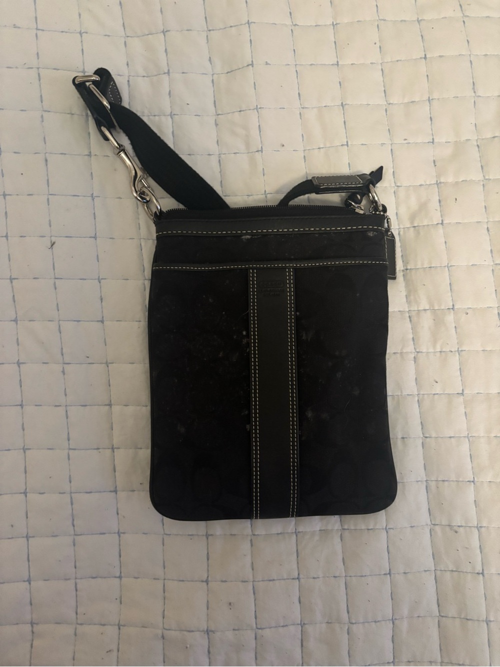 Coach Black Compact Crossbody Bag with Contrast Stitching